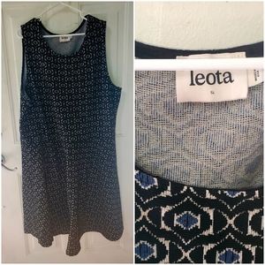 Leota Black & Blue Print Fit & Flare Dress - Size 3X